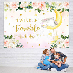 Lofaris Twinkle Little Star Floral Baby shower Backdrop