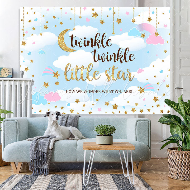 Lofaris Twinkle Little Star Glitter Baby Shower Backrop
