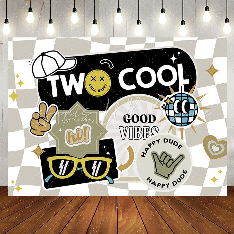 Lofaris Two Cool Good Vibes Happy Dude Birthday Backdrop
