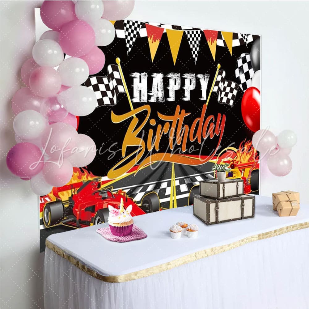 Two Fast Racing Car Birthday Party Decorations Backdrop For Boys