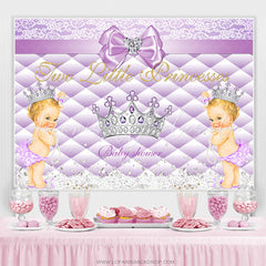 Lofaris Two Little Princesses Purple Crown Baby Shower Backdrop