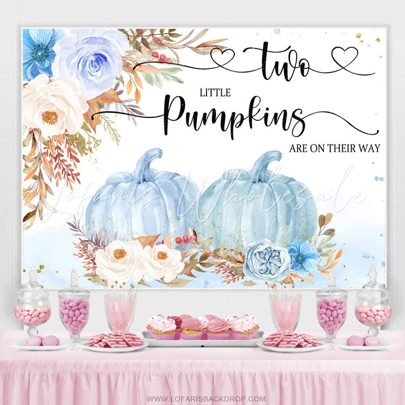 Lofaris Two Pumpkins Are On Their Way Twins Baby Shower Backdrop