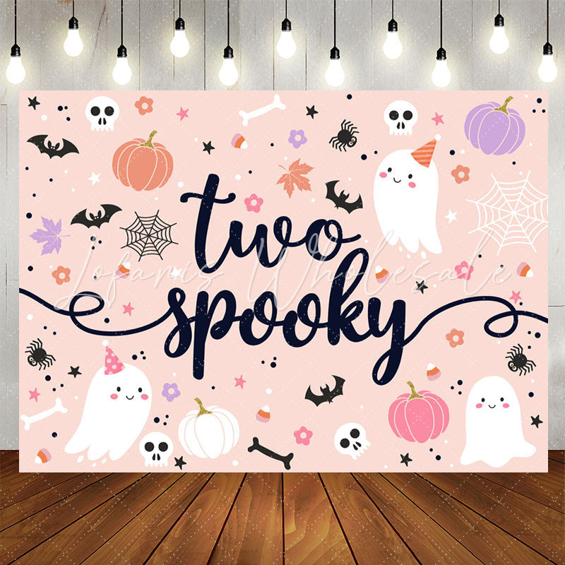 Lofaris Two Spooky Halloween Ghost 2nd Birthday Backdrop