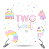 Lofaris Two Sweet Donut Candy Land Circle Birthday Backdrop