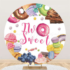Lofaris Two Sweet Doughnuts Happy Birthday Circle Backdrop