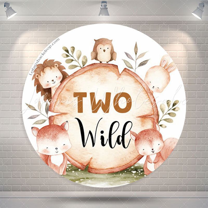 Lofaris Two Wild Forest Animal 2nd Birthday Round Backdrop