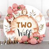 Lofaris Two Wild Forest Animal 2nd Birthday Round Backdrop