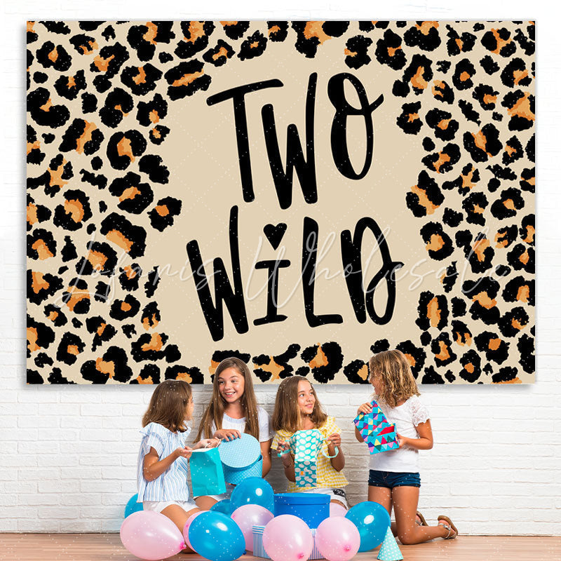 Lofaris Two Wild Leopard Grain Happy 2Nd Birthday Backdrop