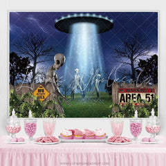 Lofaris UFO Alien Spaceship Science Birthday Party Backdrop For Boy