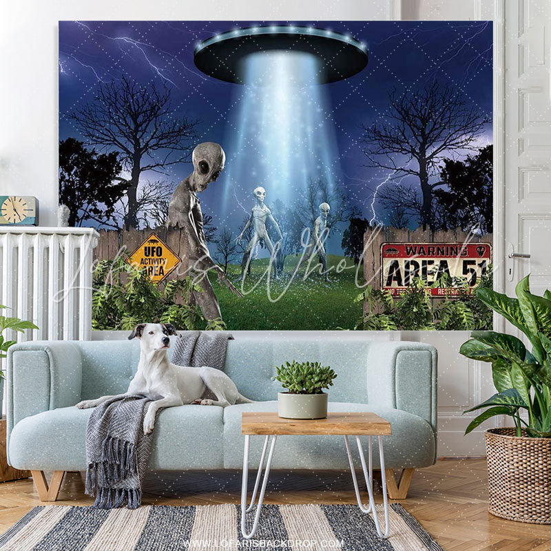 Lofaris UFO Alien Spaceship Science Birthday Party Backdrop For Boy