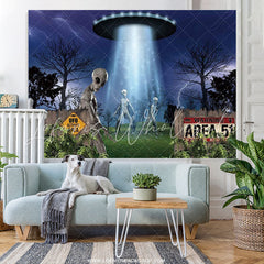 Lofaris UFO Alien Spaceship Science Birthday Party Backdrop For Boy
