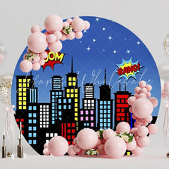 Ultimate Super Heroes Round Backdrop For Epic Party Fun