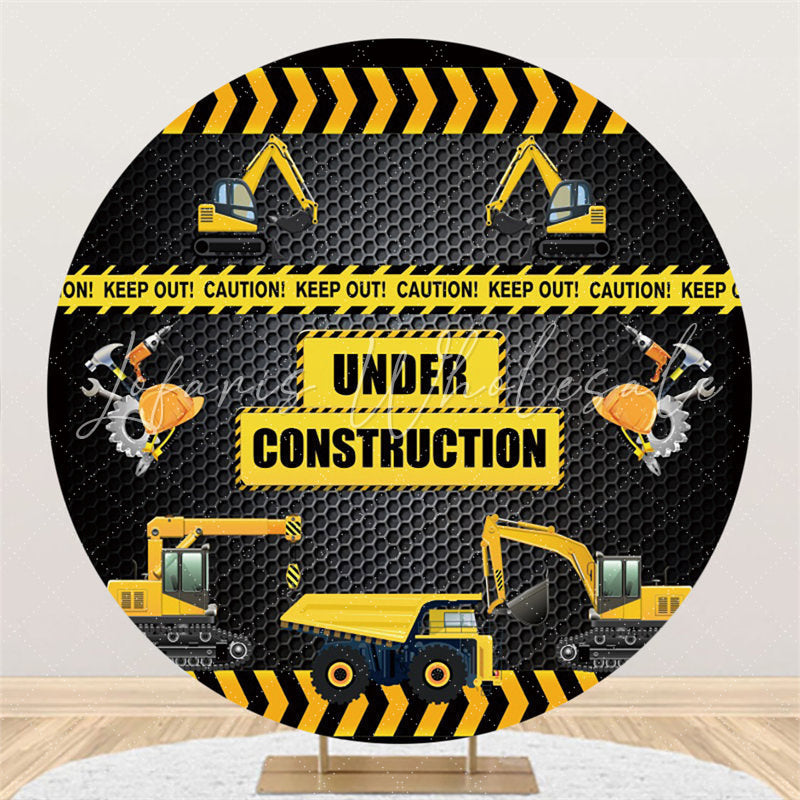 Lofaris Under Construction Black And Yellow Boys Party Backdrop