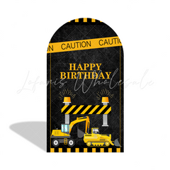 Under Construction Equipment Vehicles Truck Arch Backdrop Wall Cloth Cover For Birthday Baby Shower Party