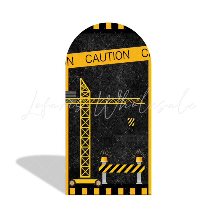 Under Construction Equipment Vehicles Truck Arch Backdrop Wall Cloth Cover For Birthday Baby Shower Party