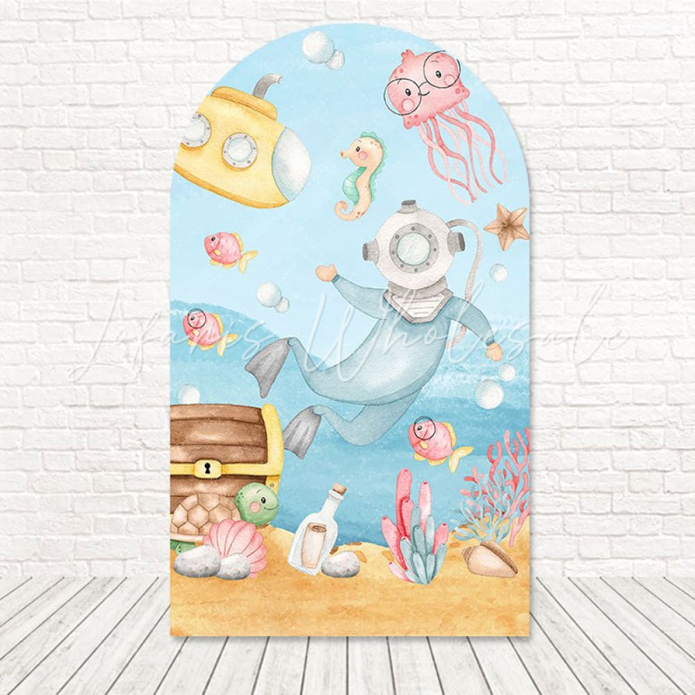 Under The Sea Aquatic Treasure Arch Backdrop For Mermaid Bash