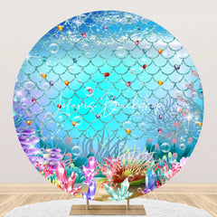 Lofaris Undersea Colorful Crystal Round Mermaid Backdrop