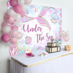 Lofaris Undersea Mermaid Shell Baby Shower Backdrop For Girl