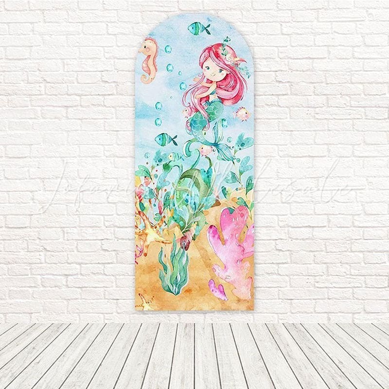 Undersea Mermaid Watercolor Dream Theme Arch Backdrop For Ocean Party
