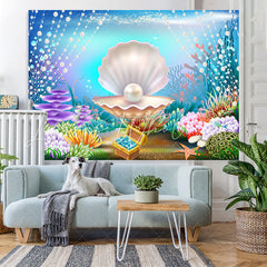 Lofaris Undersea White Pearl Mussels Backdrop for Baby Girl