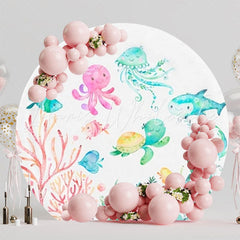 Underwater Seabed Round Backdrop For Ocean-Themed Kids Party Celebration