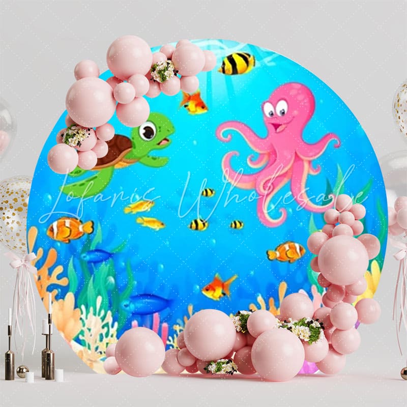 Underwater Seabed World Round Backdrop For Ocean Themed Party