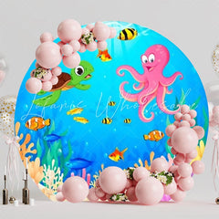 Underwater Seabed World Round Backdrop For Ocean Themed Party