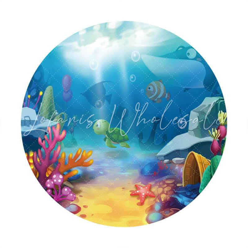 Lofaris Underwater World Custom Round Birthday Backdrop For Boy