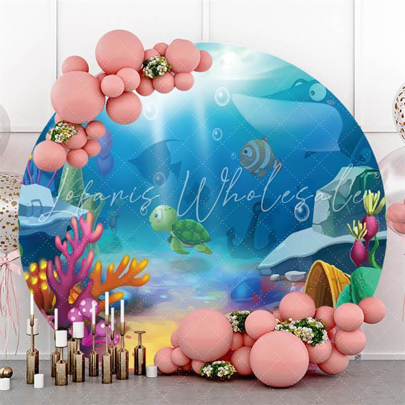 Lofaris Underwater World Custom Round Birthday Backdrop For Boy