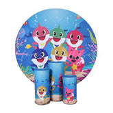 Lofaris Underwater World Shark Happy Birthday Round Backdrop Kit