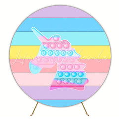 Unicorn Candy Fidget Toys Round Backdrop for Fun Party
