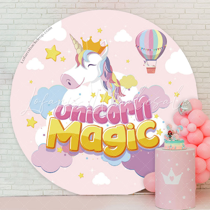 Lofaris Unicorn Magic Pink Round Backdrop For Girls Party