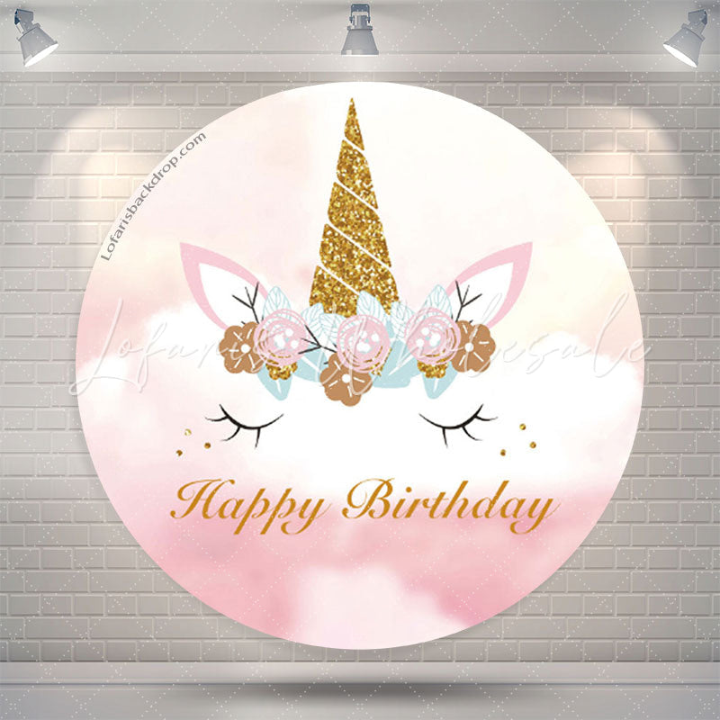 Lofaris Unicorn Round Backdrop Cover For Birthday Party