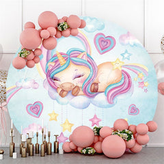 Lofaris Unicorn Star And Love Baby Shower Circle Backdrop