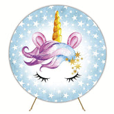 Unicorn Starry Background Round Backdrop for Dreamy Theme