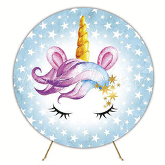 Unicorn Starry Background Round Backdrop for Dreamy Theme