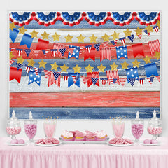Lofaris United States Flag With Gold Star Theme Wood Backdrop