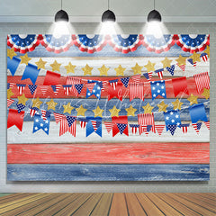 Lofaris United States Flag With Gold Star Theme Wood Backdrop