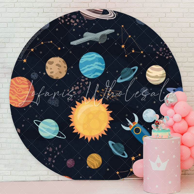 Lofaris Universe Planet Black Circle Backdrop For Party