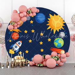 Lofaris Universe Planet Star Rocket Round Backdrop For Party