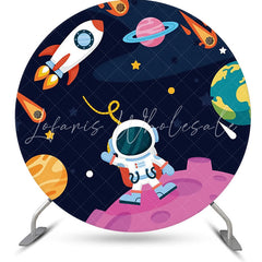 Lofaris Universe Rocket Asronanut Round Birthday Backdrop