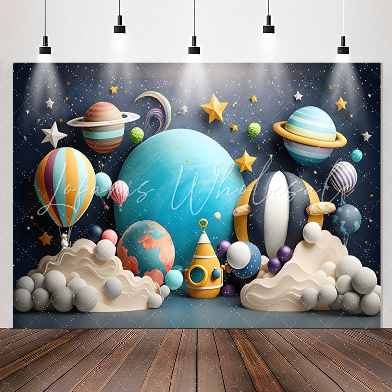 Lofaris Universe Star Spaceflight Balloons Birthday Backdrop