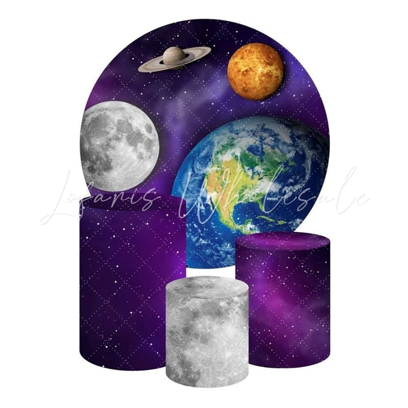 Universe Themed Round Backdrop and Cylinder Kit for Kids