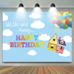 Lofaris Up And Away Balloon With House Birthday Backdrop