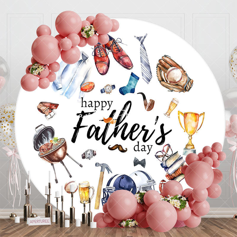 Lofaris Various Gifts Rugby White Fathers Day Round Backdrop