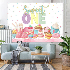 Lofaris Various Snacks And Sweet One Happy Birthday Backdrop