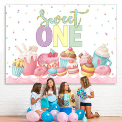 Lofaris Various Snacks And Sweet One Happy Birthday Backdrop