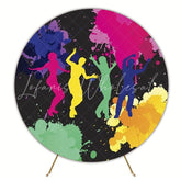 Vibrant Neon Light Theme Round Backdrop For Party Decoration