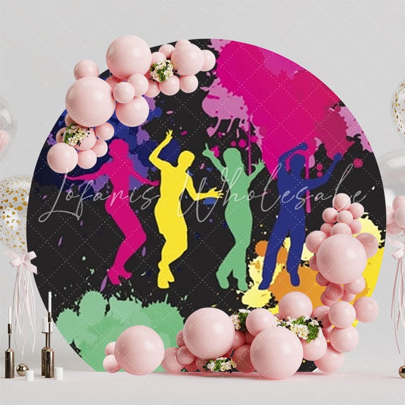 Vibrant Neon Light Theme Round Backdrop For Party Decoration