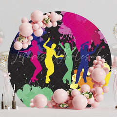 Vibrant Neon Light Theme Round Backdrop For Party Decoration